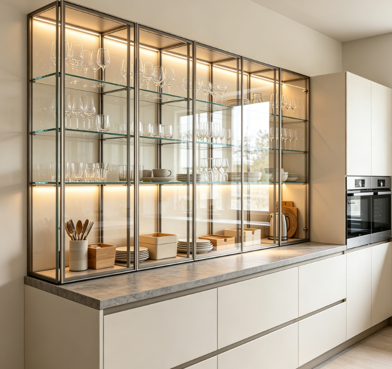 Clear Glass Kitchen Cabinets