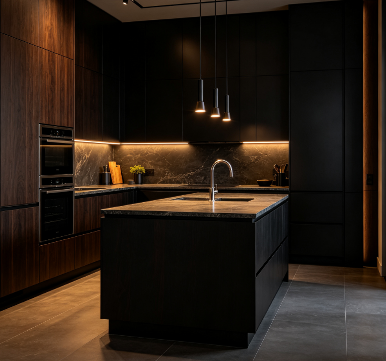 Dark Tone Luxury Kitchen Cabinets