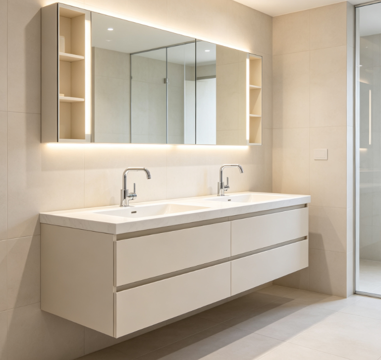 Double Vanity Wall Cabinets