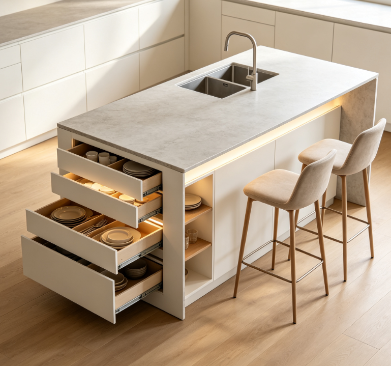 Functional Peninsula Kitchen With Storage