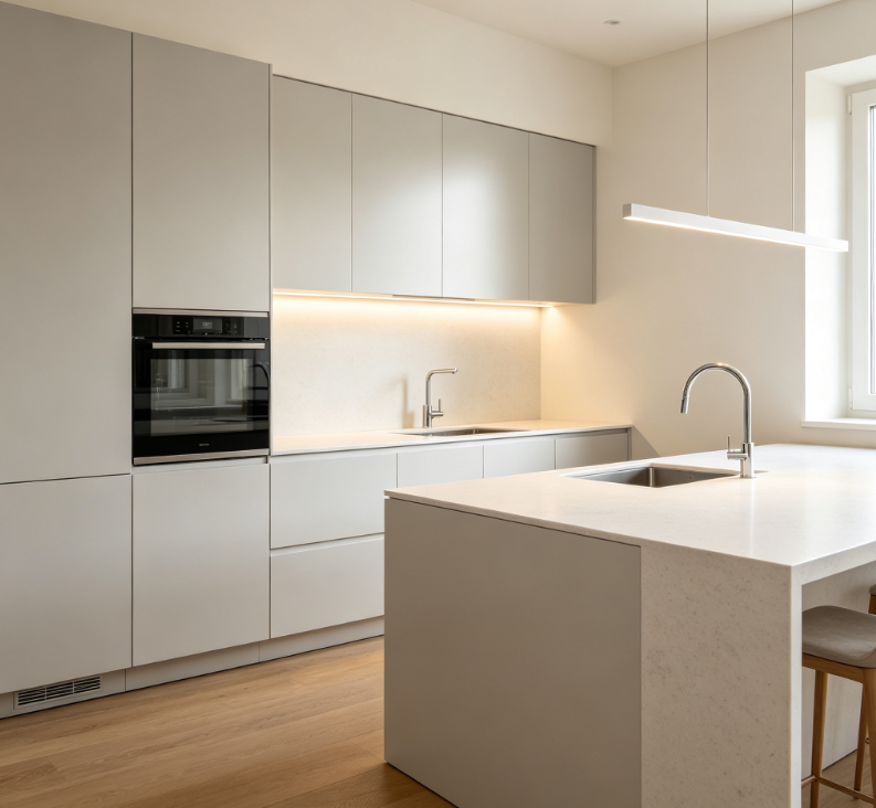 Handleless Acrylic Kitchen Cabinets