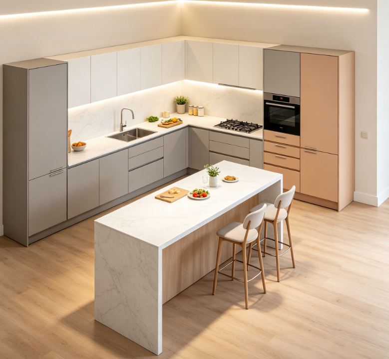 L Shaped Kitchen With Peninsula Extension