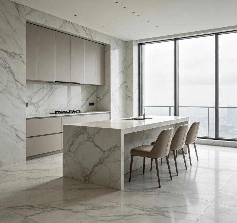 Marble Look Kitchen Tiles