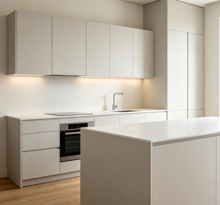 Matte Pvc Kitchen Cabinets
