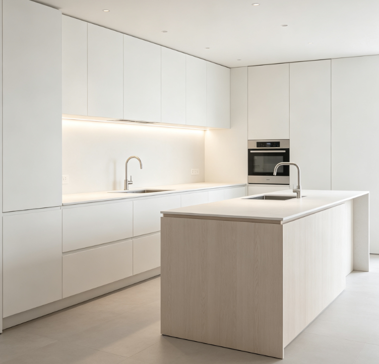 Monochromatic Kitchen Cabinets