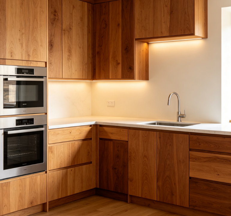 Natural Wood Grain Kitchen Cabinets