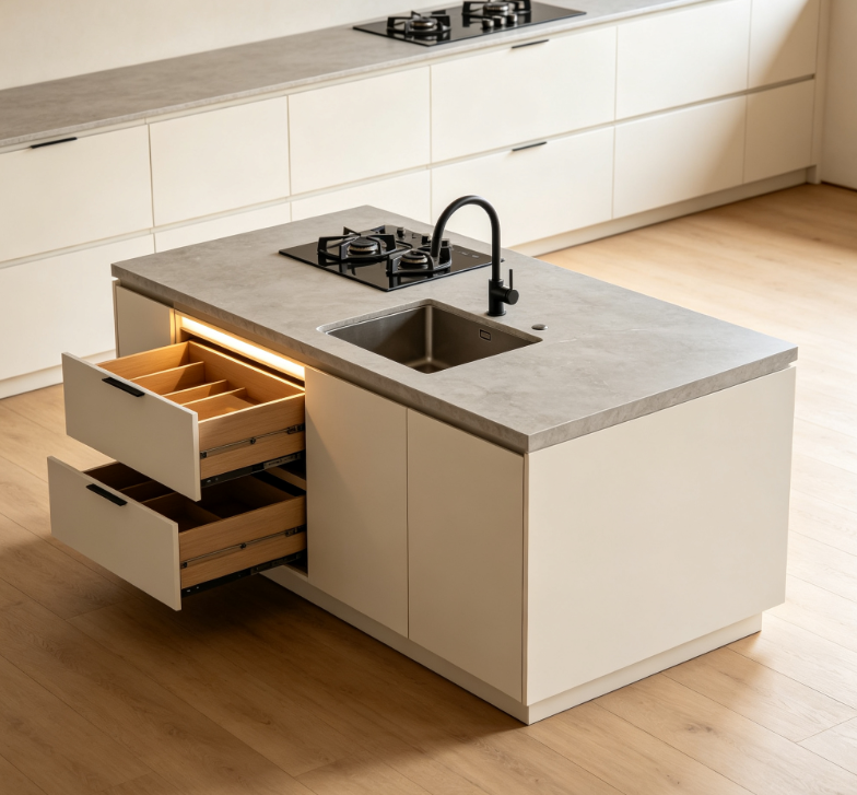 Open Ended Parallel Kitchen Design