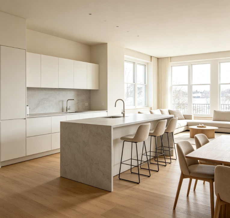 Open Plan Peninsula Kitchen Design