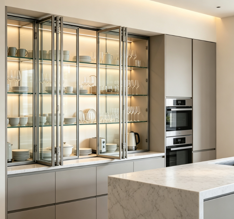 Sliding Glass Kitchen Cabinets