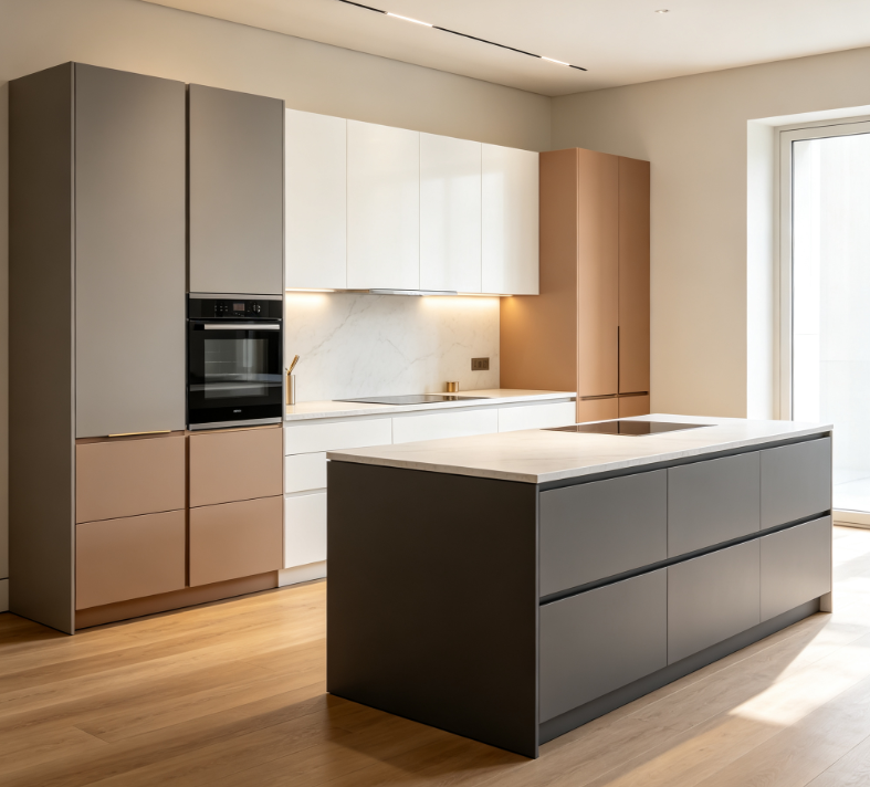 Two Tone Acrylic Kitchen Cabinets