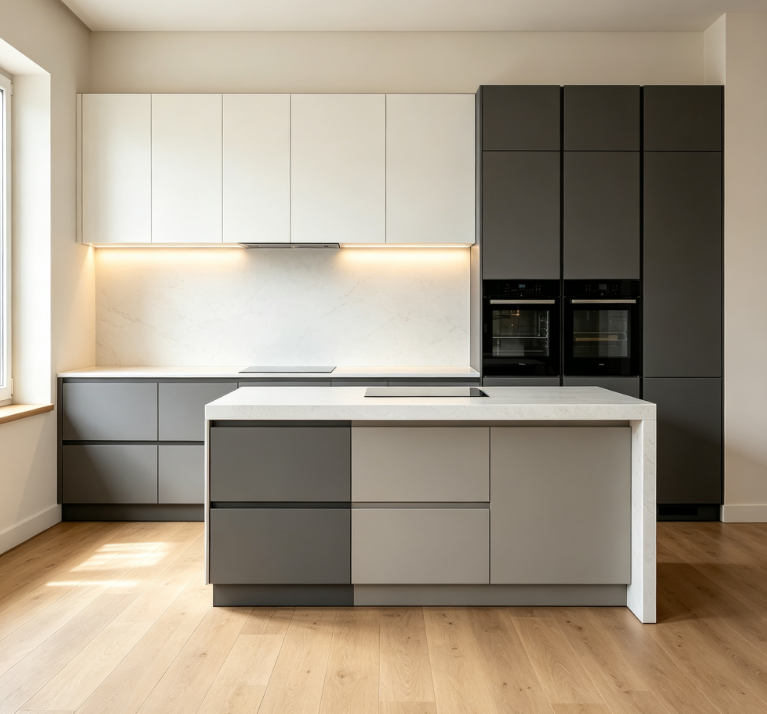Two Tone Lacquer Kitchen Cabinets