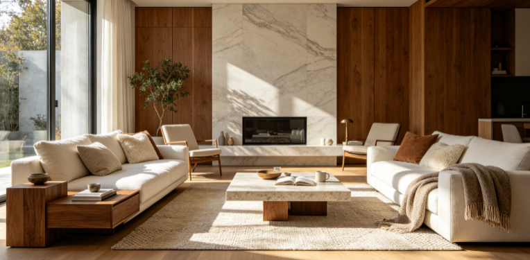 Warm Modern Interior With Natural Materials And Natural Light