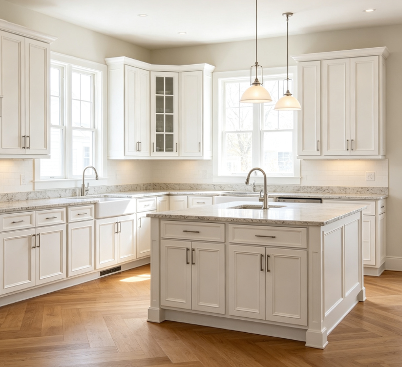 White Traditional Kitchen Cabinets